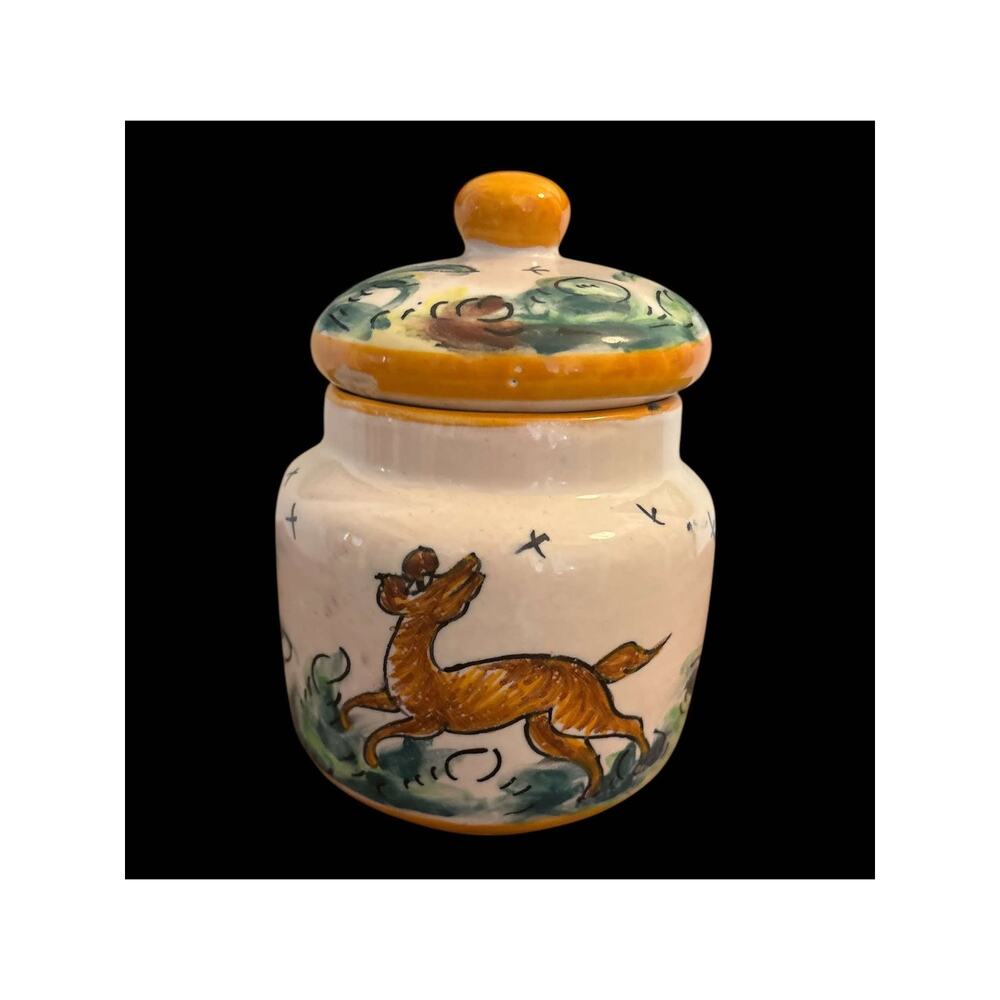 Made in Spain Exclusively for Ethan Allen EARTHENWARE Ceramic Round Jar w/Lid